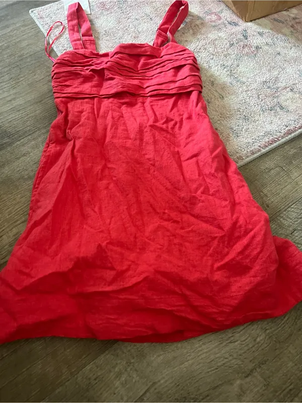 Abercrombie & Fitch Emerson Dress Skort Red Women’s XS Linen Shorts Pocket - Image 3