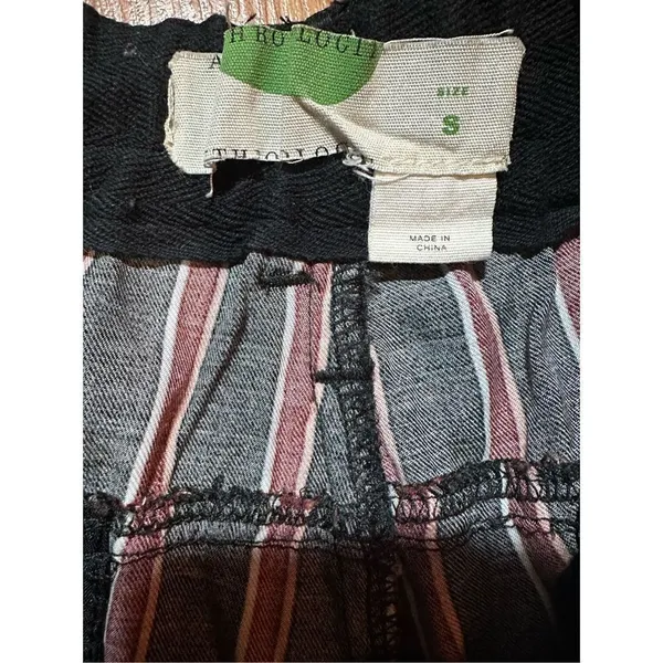 ANTHROPOLOGIE Striped Silky Tie Joggers in Black/Red‎ sz small - Image 8