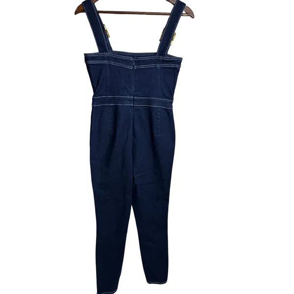 WeWoreWhat Corset Bustier Overall size M Dark Wash Denim Buckle Strap - Image 3