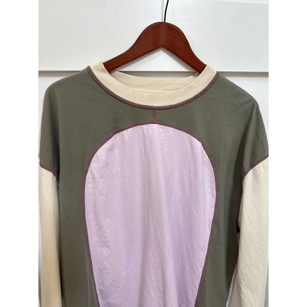 BDG Colby Seamed Colorblock Relaxed 90's Retro Relaxed Long Sleeve Tee, L - Image 3