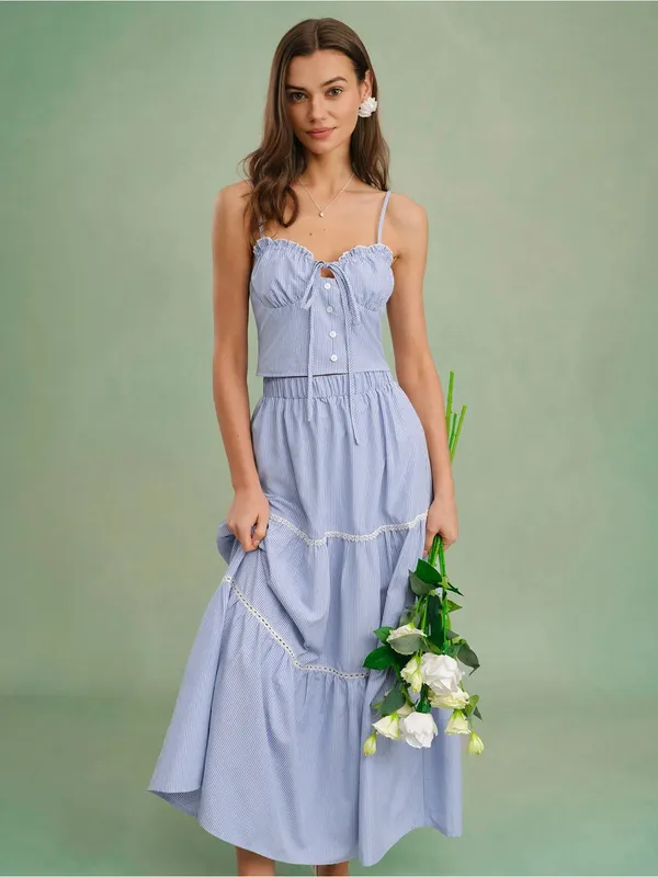 Rihoas Blue Sweetheart Neck Cami Top - Image 4