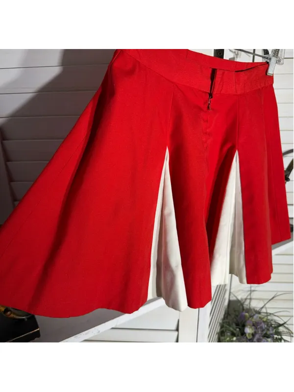 Vintage 90s cheerleader mini skirt white red pleated costume cosplay pinup sz S - Image 8