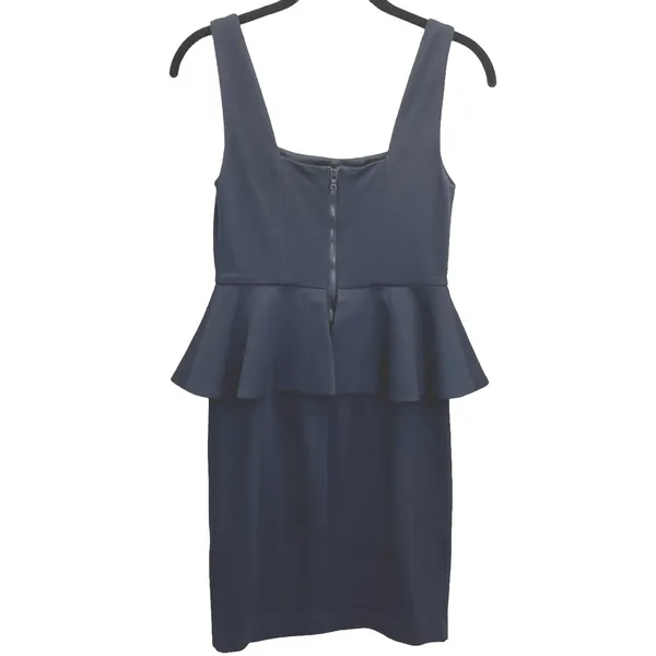 Alice + Olivia Employed Peplum Mini Dress 2 Navy Blue Sheath Sleeveless‎ Fitted - Image 6