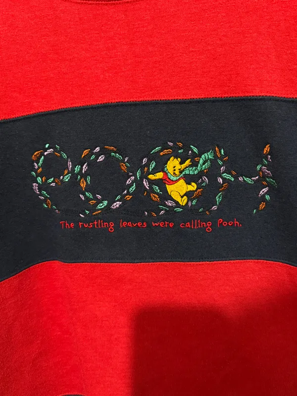 Disney Winnie The Pooh Vintage Sweatshirt Crewneck Striped Red and Blue - Image 3