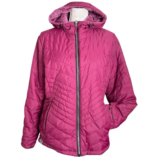 NWOT Free Country Women L Reversible Quilted Jacket Purple Minky Fleece Full Zip - Image 3