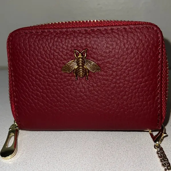 Bee Chic Burgundy Wallet with Gold Bee Detail RDIF tech - Image 5