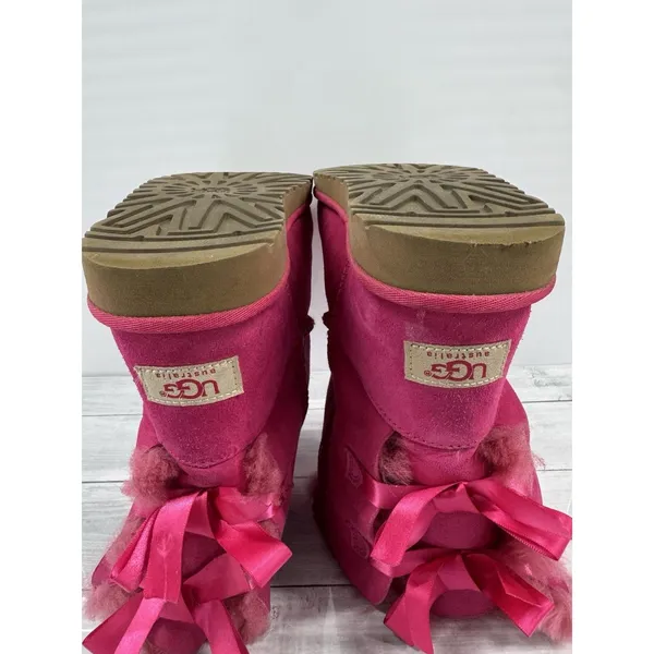 Ugg Mini Bailey Bow Ii Women Ankel Boots Suede Fuchsia Us 6 /Uk 5 /Eu 36 - Image 8