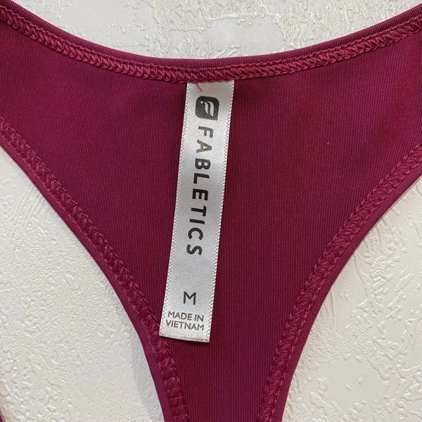 Fabletics Racerback Tank Top Medium Berry Burgundy Open Back Activewear - Image 5