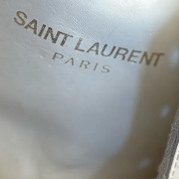 SAINT LAURENT Women's White Leather Hi Top Sneakers Size 38.5 - Image 7
