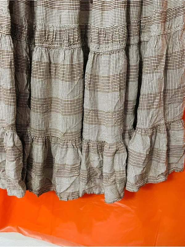 Free People Neutral Plaid Tiered Maxi Skirt - Image 4
