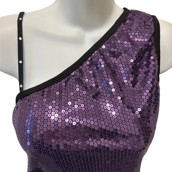 Halloween Costume Flapper Dress Latin Dancer Ruffles One Shoulder Sz M Ice Skate - Image 2