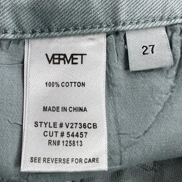 Vervet 90s Vintage High Rise Distressed Crop Wide Leg Jeans Green-Grey Size 27 - Image 7