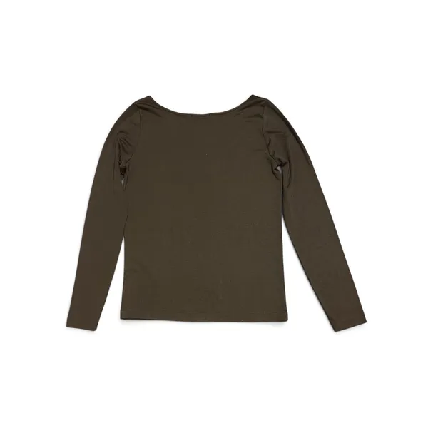 Lauren Ralph Lauren Brown Silk Blend Boat Neck Long Sleeve Top Small - Image 2