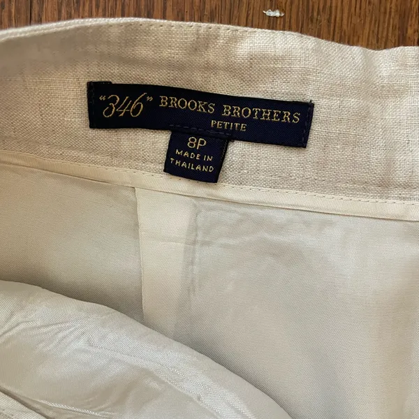💥Brooks Brothers 100% Linen A-Line Skirt Cream Natural Pockets Size 8💛 - Image 9