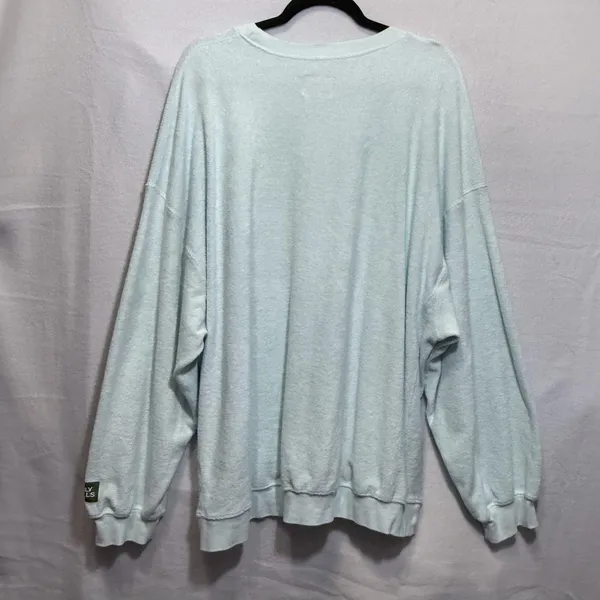 Daily Drills Oversized Crew Neck Terry Cloth Cozy Sweatshirt Surf Green Size M/L - Image 2