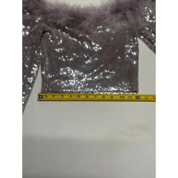 Faux Fur-Trim Sequin Crop Top by Forever 21, size small - Image 15