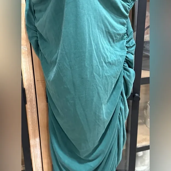 Anthropologie maxi dress The Gabbie Strapless Ruched Tube midi Celandine teal - Image 8
