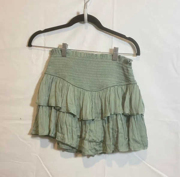 Altar’d State Green Silky Flowy Skirt - Image 2