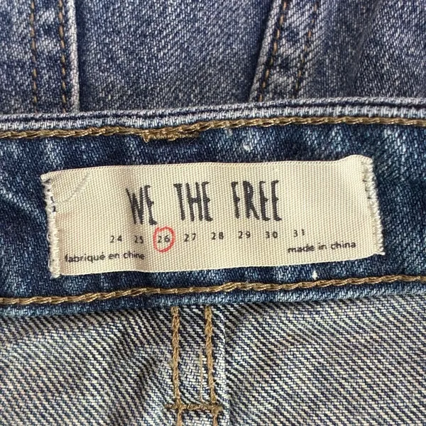 We The Free Front Zip Raw Hem Denim Mini Skirt Blue Grunge Edgy Size 26 - Image 5