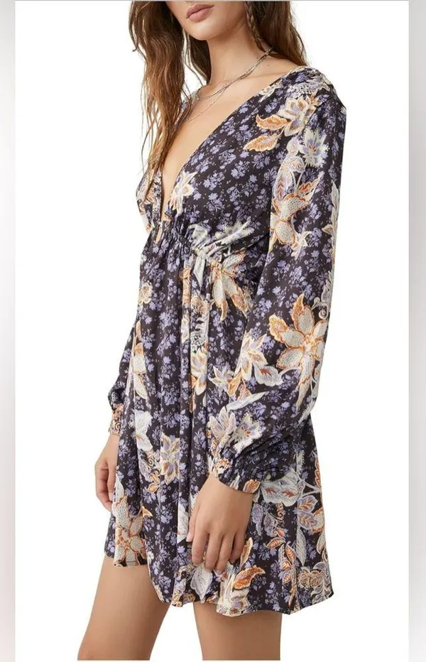 Free People Soli Mini Long Sleeve Satin Dress M - Image 4