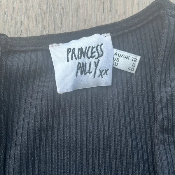 Princess Polly Sara Romper Black Ribbed Size 8 - Image 4