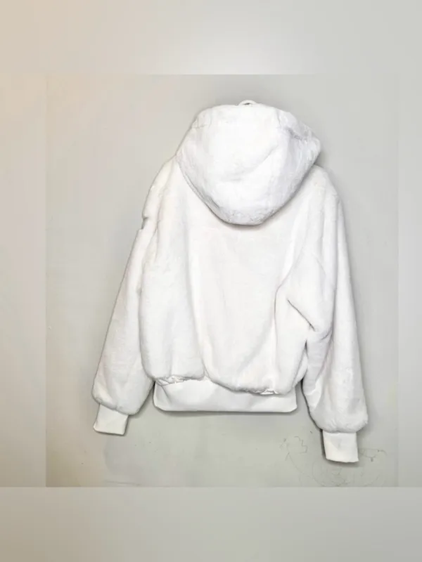Alo Yoga Foxy Faux Fur Jacket Ivory White With Removable Hoodie Size Small - Image 9