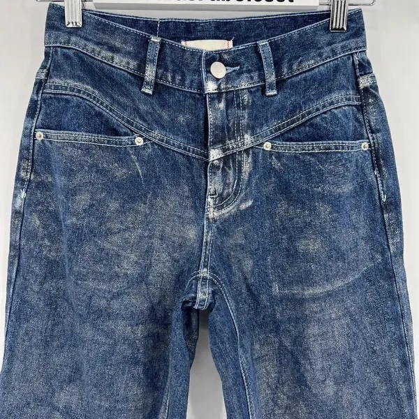 BDG Urban Outfitters Straight Leg‎ Cowboy Jean Metallic Mid Rise Women's Size 25 - Image 3