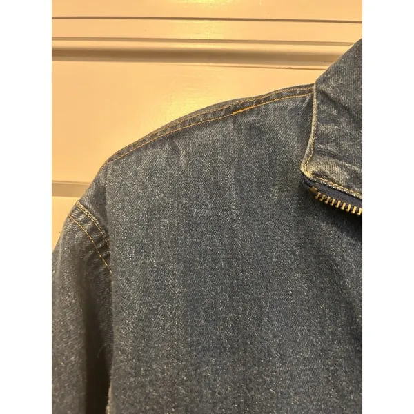 Vintage 90’s Long Sleeve Full Zip Retro Midi Blue Denim Dress Size 3 Rocker - Image 3