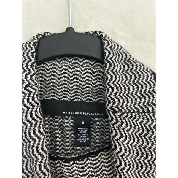 White House Black Market Chevron Knit Turtleneck Short Sleeve Top Black White S‎ - Image 2