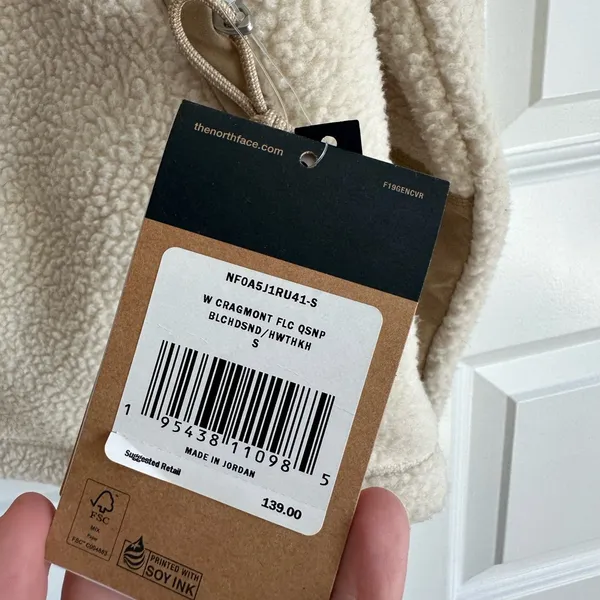 The North Face Cragmont Fleece‎ 1/4 Snap Pullover Sweater Cream Size S NWT - Image 7