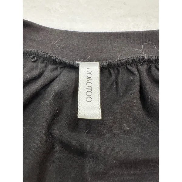 Dokotoo Womens Black V-Neck Pleated Short Sleeve Blouse Banded Hem Size M - Image 5