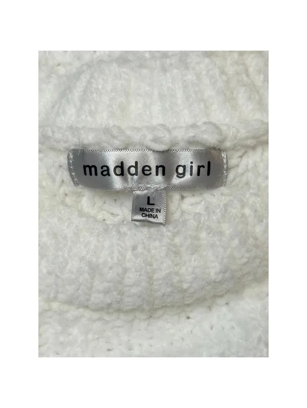 Madden Girl Ivory Chunky Knit Cropped Sweater Women SizeL Cozy Textured Pullover - Image 3