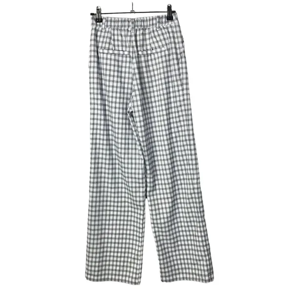 Hollister Ultra High‎ Rise Light Blue Plaid Flare Leg Trouser Pants XS - Image 2