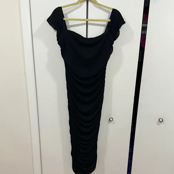 Black Ruched off the shoulder dress - Image 2