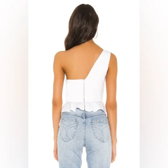 NEW!! Superdown Revolve Karlie One Shoulder Top in‎ White - Image 6
