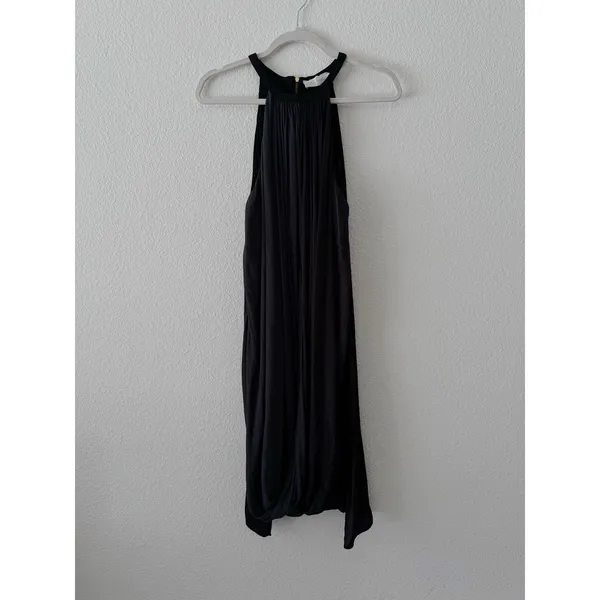 A.L.C. Black Gray Draped Halter Neck Shift Mini Dress Elegant Party Dress Size M - Image 2