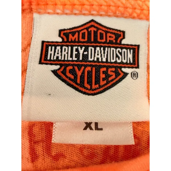 Harley-Davidson Nags Head NC Orange Swirl Graphic Tee Womens XL Made in USA - Image 4