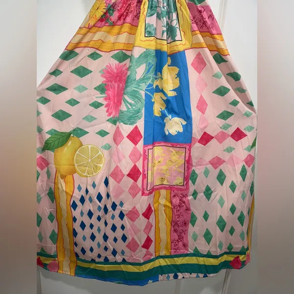 SheIn Vibrant Geometric Floral Midi Dress - Image 3