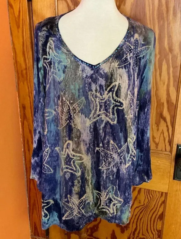 Charlie Paige Boho hippie chic tie dye stars tunic - Image 4