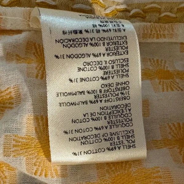 Pilcro and the Letterpress by Anthropologie White Yellow Embroidered Babydoll Top Bohemian Medium - Image 7