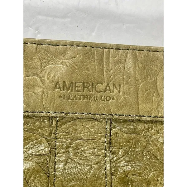 American Leather Co. Olive Green Tooled Genuine Leather Hobo Shoulder Bag - Image 3