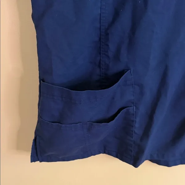 Women's Navy V-Neck Short Sleeve Scrub Top - Image 5