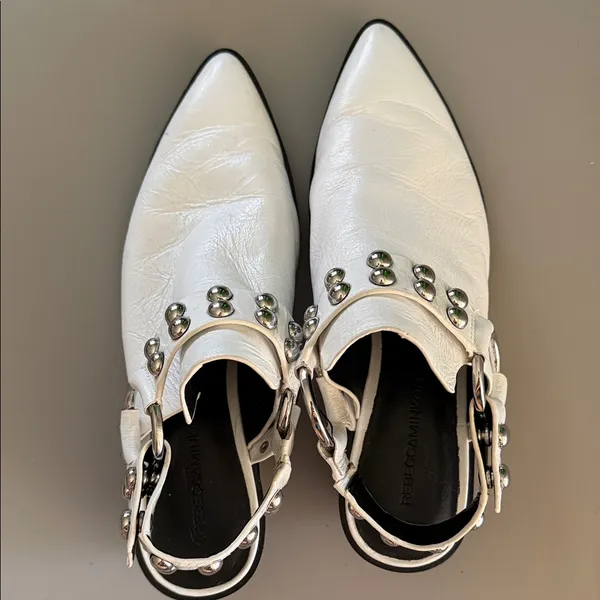 Rebecca Minkoff White Studded‎ Ankle Booties size 6.5 - Image 5