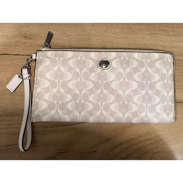 Coach‎ Peyton Dream C Slim Zip Around Wallet Wristlet Gray White Hang Tag G - Image 4
