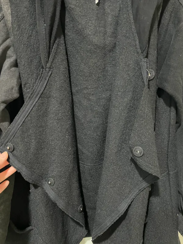 Free People Wool Blend Hood Asymetric Black Jacket Sz L - Image 8