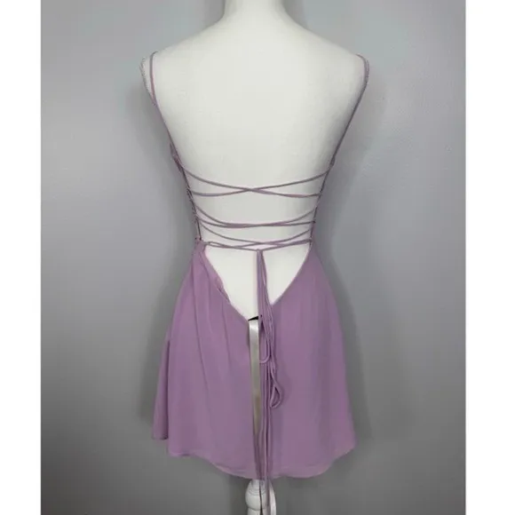 Mistress Rocks Mini Dress Size Medium Lilac Cowl Neck Rhinestone Party Sexy‎ NWT - Image 7