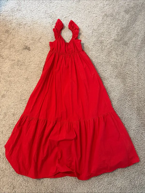 Universal Thread Bright Red Tiered Maxi Dress with Ruffle Straps - Image 2