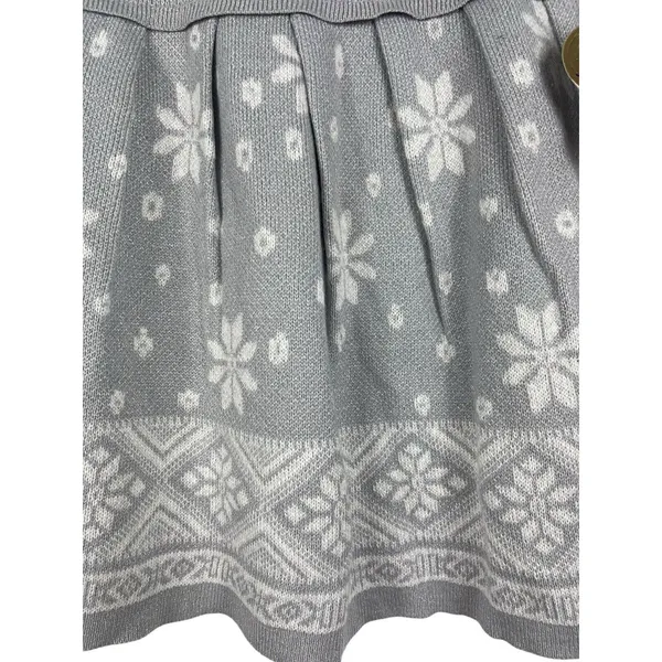 Princess Vera Wang Pleated Gray Sparkle Snowflake Knit Sweater Skirt M NWT - Image 3
