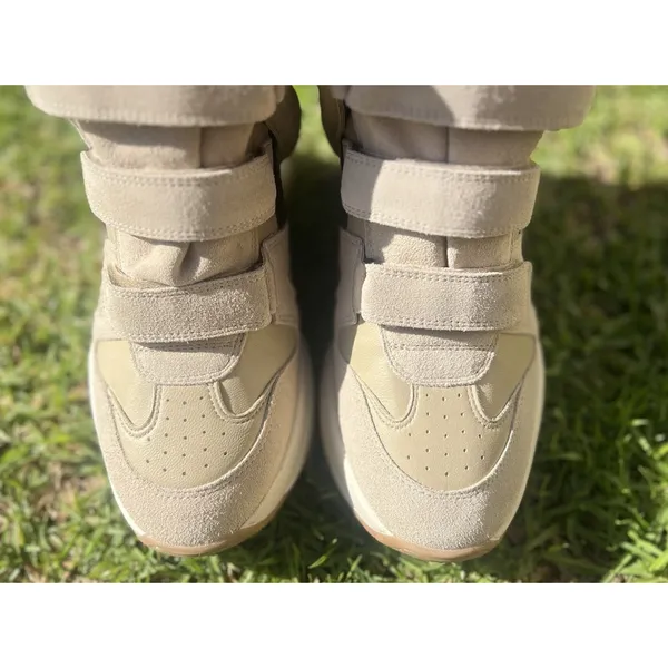 ISABEL MARANT Women’s Balskee High-Top Leather Wedge Sneakers Beige Suede EU 38 - Image 4