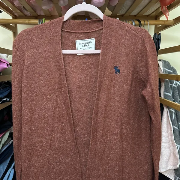 Vintage Abercrombie & Fitch Cardigan Size Medium Front Pockets‎ Rust Orange - Image 6